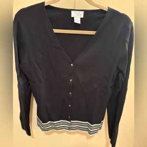 LOFT By Ann Taylor Black And White V-Neck Cardigan Women’s Medium